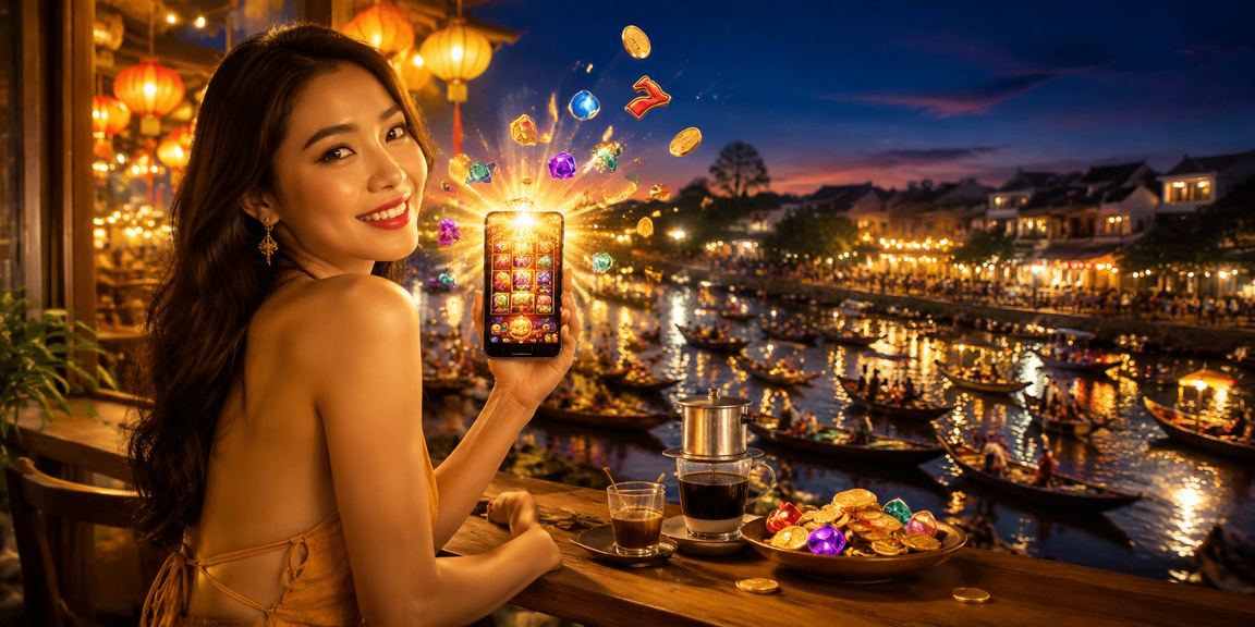 Người dùng Cần Thơ chơi slot game trực tuyến bên ly cà phê buổi sáng