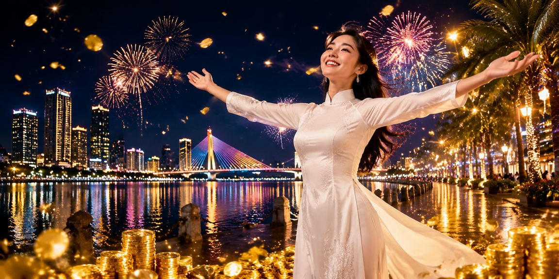 Người dùng Đà Nẵng trong trang phục áo dài thực hiện giao dịch nạp tiền