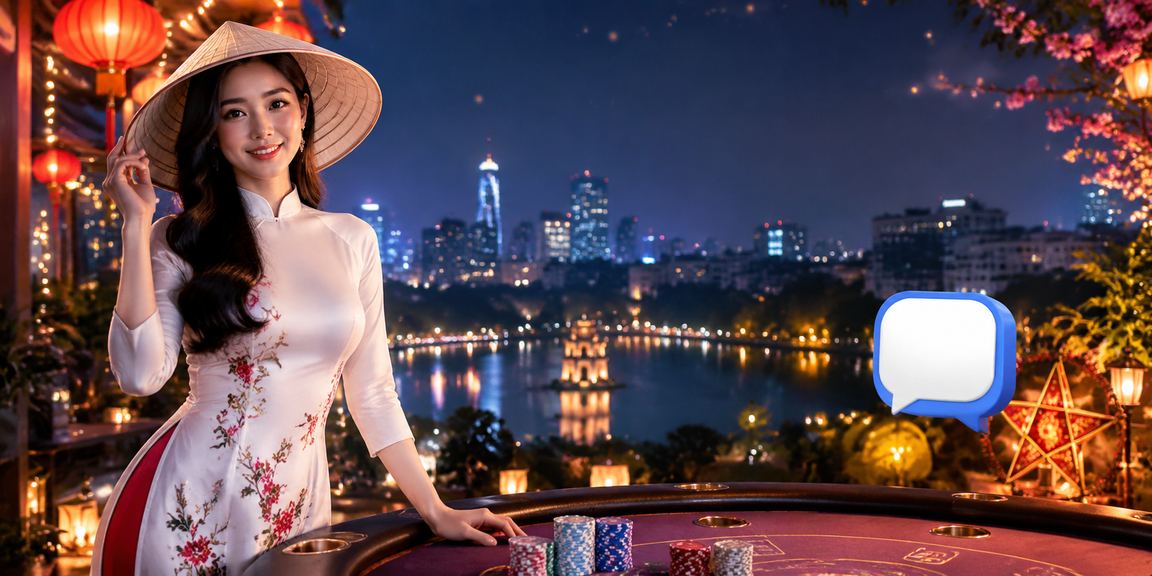 Người chơi Hà Nội sử dụng ứng dụng casino trên điện thoại bên chiếc nón lá truyền thống